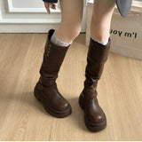 KYLETHOMASW  -  Autumn Winter Platform Thick Bottom Woman Knee High Boots Shoes Ladies Elegant Belt Buckle Knight Booties