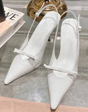 KYLETHOMASW  -  One Line Buckle High Heels Women's Slim Heels New Summer Style Bow Tie Wrap Hollowed Out Patent Leather Sandals