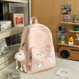 KYLETHOMASW  -  Women's Backpack Cute Cat Embroidery Letter Plush Charm Multi Pocket Adjustable Strap Casual Daily School Bag New Back Pack