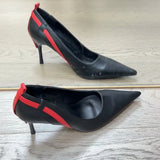 KYLETHOMASW  -  Pointed Toe Stiletto Rivet Decoration Women Shoes Fashion Black and Red Rome Women Shoes Slip-on Hand-made