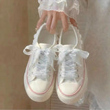 KYLETHOMASW  -  Girls Floral Lace Canvas Shoes New Summer Autumn Female Thick Bottom Casual Shoes Students Sweet Breathable Canvas Shoes