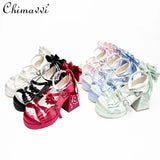 KYLETHOMASW  -  Original Lo Shoes Spring and Autumn New Fashion Round Toe Bow Sweet Cute Japanese Style Thick Sole High Heel Women's Pumps