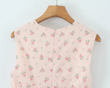 KYLETHOMASW  -  French Elegant Pink Floral Lace Embroidery V-neck Cotton Sleeveless Dress For Women Slim Fit Mini Party Dresses Vestido