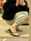 KYLETHOMASW  -  Retro Square Toe Clip Toe Sandals Kitten Heel Back Strap Brown Solid Concise French Style Sexy Fashion Women Shoes Summer Casual