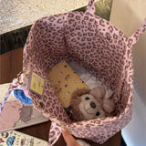 KYLETHOMASW  -  Hot Girl Sweet Cute Pink Leopard Handbag Women Large Capacity Canvas Shoulder Bag Ladies Everyday Commute Versatile Underarm Bag