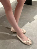 KYLETHOMASW  -  New French High-End Satin Slip-On Shoes for Women, Niche Twisted Round-Toe Flat Evening Ballet Shoes