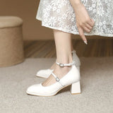 KYLETHOMASW  -  New Women Pumps Spring Autumn Fashion Quality Shoes Low Heel Square Square Toe Comfortable Sexy Heels Ladies Zapatos De Mujer