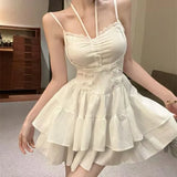 KYLETHOMASW  -  Red Lace Patchwork Design Strappy Dress Women New Summer Korean Style Fashion Evening Party Outfits Y2k Causal Dresses 2026 New