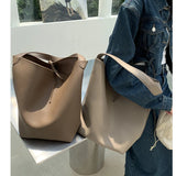 Kylethomasw Retro simple shoulder bags large capacity bucket underarm bag pu leather women's commuter tote bag fashion ladies purse handbags