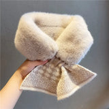 KYLETHOMASW  -  Sweet Hot Girl Faux Rabbit Fur Scarf Women's Autumn and Winter Striped Thick Warm Scarf Fashion Femlae Trendy Accessories