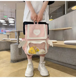 KYLETHOMASW  -  Large Capacity Ita Mochila Transparent Mochilas Preppy Style Mujer School Bag Student Backpack Heart Backpacks