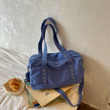 KYLETHOMASW  -  Women Canvas Washed Boston Tote Bag Solid Color Daily Commute Shoulder Crossbody Bags New Trend Fashion Handbags and Purses