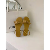 KYLETHOMASW  -  Flat Shoes Female Low Woman's Slippers Luxury Slides Butterfly-Knot 2025 Designer Rome Butterfly-knot Rubber Retro Scandals PU H