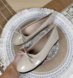 KYLETHOMASW  -  Women Round Toe Ballet Flats Spongy Bottom  Hot New 2024 Italian Shoes Patent Leather Classic Bow-Knot Dressing Slip-On 34 48 47