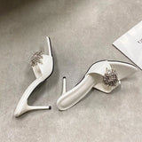KYLETHOMASW  -  Luxury Rhinestones Women Super High Heels Pumps Shoes Female Slides Fashion Round Toe Party Sexy Ladies Thin Heels Shoes