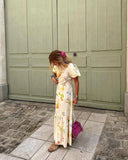 KYLETHOMASW  -  French Elegant Floral Print Short Dress Women Holiday Sleeved Fashion Ladies Midi Dress