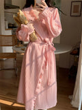KYLETHOMASW  -  Spring and Summer Thin Morning Gowns Home Clothes Sleepwear That Can Be Worn Outside Women's Autumn Sweet Long Bathrobes