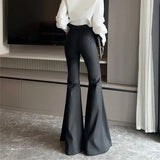 KYLETHOMASW  -  Spring New Elegant Women's Bell-Bottom Trousers Fashion Y2k High Street Pants Office Lady Sexy High Waist Slim Flared Pants 509P