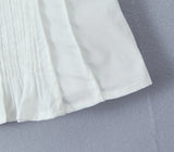 KYLETHOMASW  -  White Spliced Lace Slash Collar Ribbon Bow Strap Summer Corset Women Summer Tank Tops Pleated Slim Through Buttons Crop Top