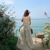 KYLETHOMASW  -  French Holiday Beach Backless Long Dress Women Summer Slash Neck Sleeveless Long Dress Elegant Evening Party Birthday Dresses