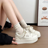 KYLETHOMASW  -  New PU Leather Women's White Breathable Casual Woman Vulcanize Sneakers Sport Walking Running Platform Flats Shoes Woemn 21