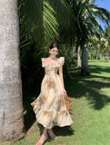 KYLETHOMASW  -  Floral Prints Midi Dresses for Women Vintage Fashion Elegant French Clothing Casual Holiday Beach Party Summer New