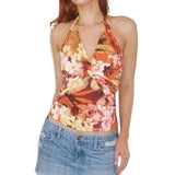 KYLETHOMASW  -  French vacation style twisted neck tie flower sexy backless suspender, spicy girl cinched waist slimming casual vest