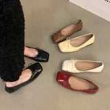 KYLETHOMASW  -  Spring New Women Flat Shoes Fashion Square Toe Shallow Slip On Ladies Casual Ballerina Shoes Soft Flat Ballet Shoes New