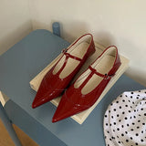 KYLETHOMASW  -  New Spring Fashion Non-Slip Women Mary Janes Flats Shoes Comfort Footwear  Pointed Toe Female Buckle T-Strap Ladies Flats Shoes