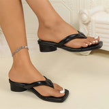 KYLETHOMASW  -  Vintage y2k Low Heels Flip‑Flops Slip‑On Mule Sandals Women Retro Beach Vacation Street Daily Summer Shoes Big Size 43