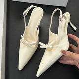 KYLETHOMASW  -  Elegant Butterfly-knot Thin Heels Women Pumps Slingbacks Shoes Fashion Buckle Strap Banquet Zapatos De Mujer