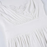 KYLETHOMASW  -  Pure Desire Spicy Girl White Lace Splice Knitted Top Summer Self-built Station New Pleated Slim Fit V-neck T-shirt Women
