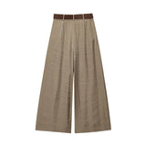 KYLETHOMASW  -  Minimalist Gold Satin Wide Leg Pants Women's French Office Ladies Lazy High Waist Loose Pants Trousers Women