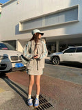 KYLTHOMASW  -   Spring Gray Two Piece Set Women Outfits Sports Style Cute Plush Loose Casual Zipper Hoodies Women Coat A-line Short Skirt Set