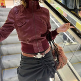 KYLETHOMASW  -  American Street Moto&Biker Black Jackets Y2k Harajuku Gothic  Pu Leather Coat for Women Fashion New Women's Clothing