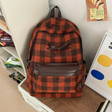 KYLETHOMASW  -  Bow Plaid Mochila  High Capaci Bag Student Laptop Mochilas Mujer Japanese Vintage Bolsas Fashion Simple Bags for Woman Backpack