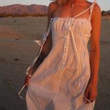 KYLETHOMASW  -  Women Lace Spliced White Spaghetti Straps Long Dress Sexy Elegant Holiday Party Summer Dress Maxi Robe