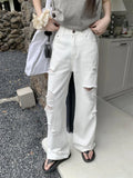 Kylethomasw Basic White Ripped Jeans Women Jeans High Waisted Cowboy Pants Oversized Streetwear Denim Trousers Y2k Hip Hop Clothes