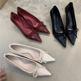 KYLETHOMASW  -  Sexy Pointed Toe Pumps Women Fashion Single Shoes Bowknot Patent Leather Office Shallow Elegant Brand High Heels Women Tacones