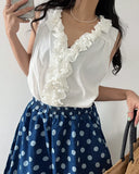KYLETHOMASW  -  2025 3D Fungus Lace Vest Shirt Women Summer New Design Niche Loose Sleeveless Top Elegant Loose Tank