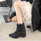 KYLETHOMASW  -  Autumn Winter Women Western Cowboy Boots Vintage Pointed Toe Shoes Ladies Thick Heel Short Botas Zapatos De Mujer