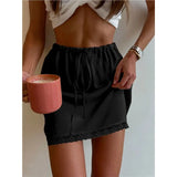 KYLETHOMASW  -  Women Satin Mini Lace Summer Skirt Trendy Casual Summer Going Out Short Y2k Skirts