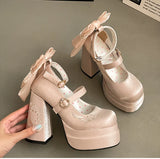 KYLETHOMASW  -  Night Club Platform Women Lolita Pumps Fashion Butterfly-knot High Heel Shoes New Spring Autumn Ladies Stripper Party Shoes