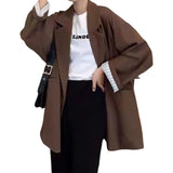 KYLETHOMASW  -  Laid-back Korean Style plus Size Women's Suit Jacket Casual Elegant Spring Autumn Long Fashionable Fibre Blend Fabric