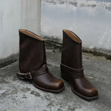 KYLETHOMASW  -  Retro Woman Boots Brand Designer 2025 Spring New Genuine Leather Western High Quality Fashion Elegant Boots Knee High Ankle Boot