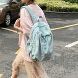 KYLETHOMASW  -  Women's Drawstring Ruched Lightweight Backpack Minimalist Casual Aesthetic Daily Simple Solid Color School Bag New Trend