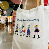 KYLETHOMASW  -  Fresh Canvas Bag 2025 New Embroidery Tote Nylon Bag Literary Commuting One-shoulder Bags Class Students Embroidery Handbag