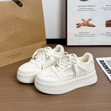 KYLETHOMASW  -  New PU Leather Women's White Breathable Casual Woman Vulcanize Sneakers Sport Walking Running Platform Flats Shoes Woemn 21