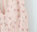 KYLETHOMASW  -  French Elegant Pink Floral Lace Embroidery V-neck Cotton Sleeveless Dress For Women Slim Fit Mini Party Dresses Vestido
