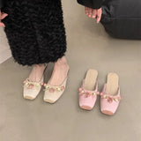 KYLETHOMASW  -  Satin Flower Slippers Women 2024 Summer Non-slip Casual Slide Comfy Light Fashion Ethnic Style Sandals Flat Floral Mule Shoes